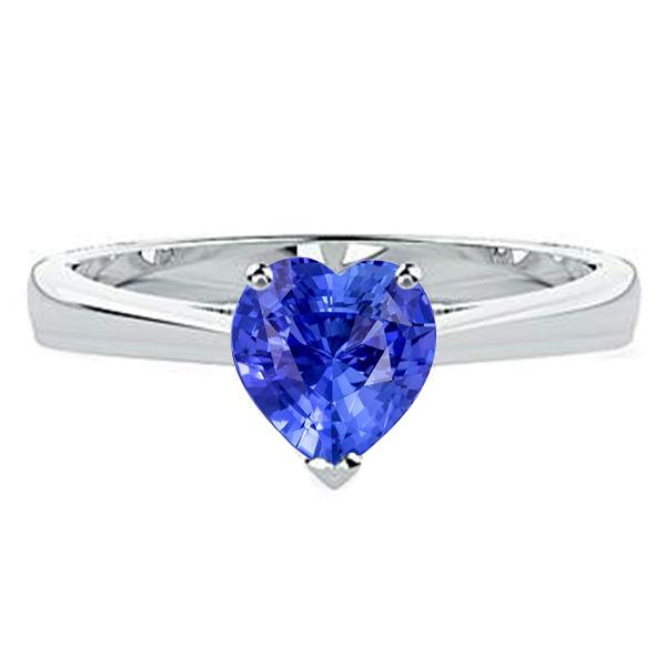 2 Carat Solitaire Ring Heart Prong Set Light Blue Sapphire Gold 14K - Gemstone Ring-harrychadent.ca