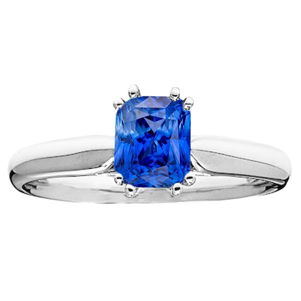 2 Carats Blue Sapphire Solitaire Ring Double Prong Set White Gold - Gemstone Ring-harrychadent.ca