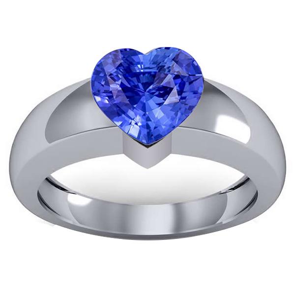 2 Carats Ceylon Sapphire Solitaire Ring Heart Shaped Thick Shank - Gemstone Ring-harrychadent.ca