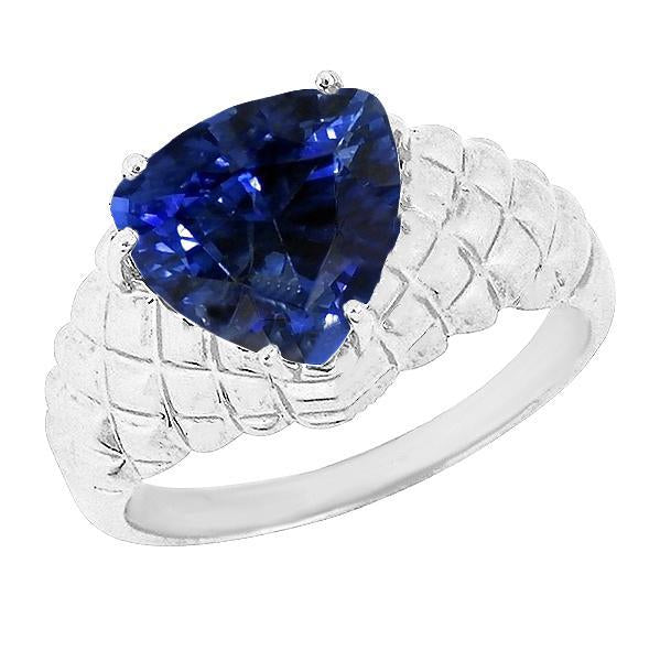 2 Carats Gemstone Jewelry Trillion Sapphire Ring Antique Style - Gemstone Ring-harrychadent.ca