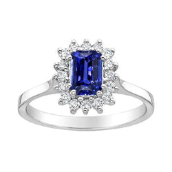 2 Carats Halo Natural Earth Mined Diamond Ring Emerald Ceylon Sapphire Gemstone Star Style