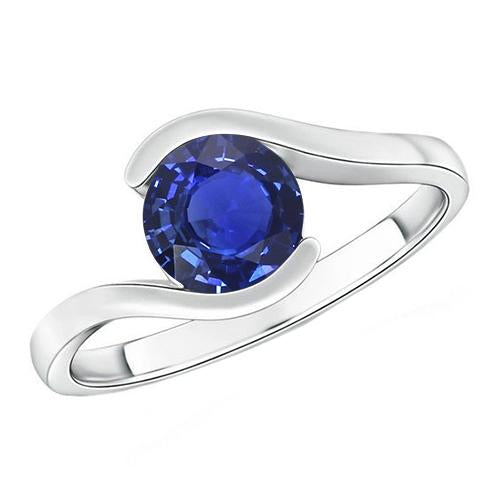 2 Carats Solitaire Ring Ceylon Sapphire Tension Style Gold Jewelry - Gemstone Ring-harrychadent.ca