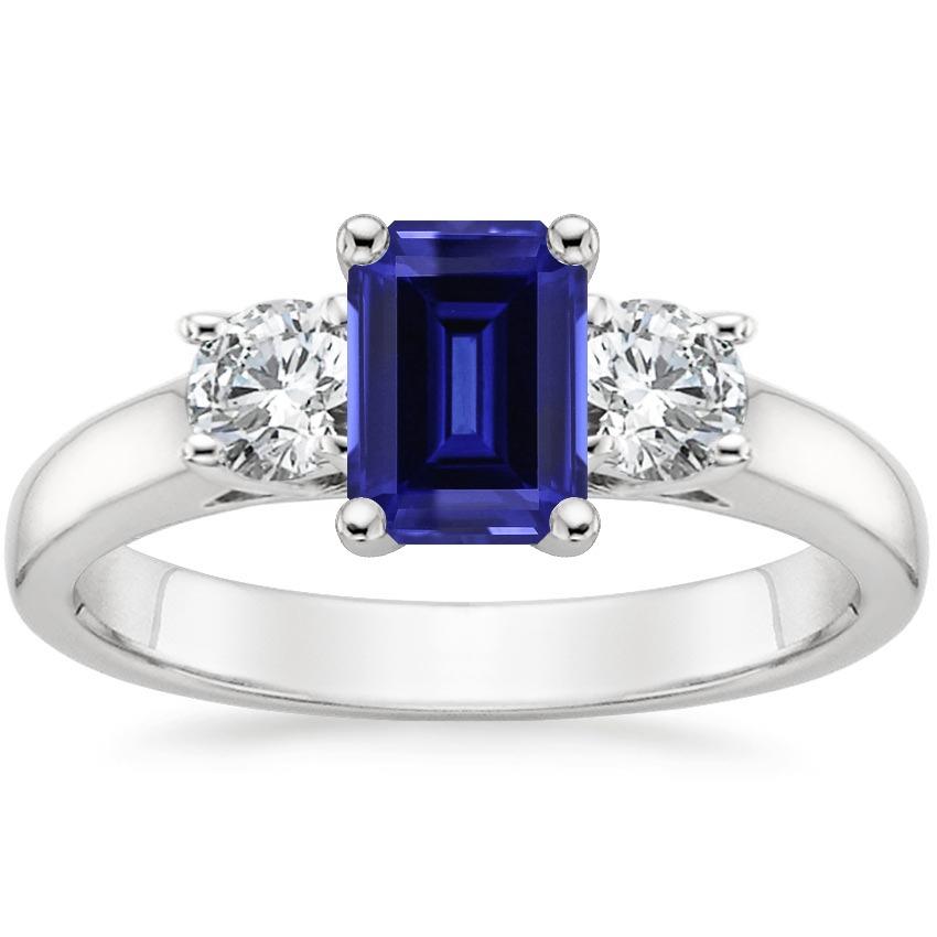 3 Stone Blue Emerald Sapphire Diamond Ring 2.50 Carats - Gemstone Ring-harrychadent.ca