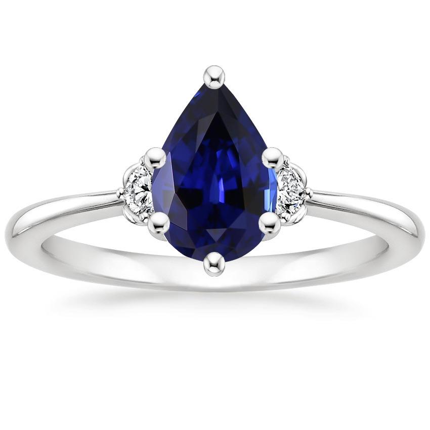 3 Stone Diamond & Blue Sapphire Ring 6.75 Carats Tapered Shank Gold - Gemstone Ring-harrychadent.ca