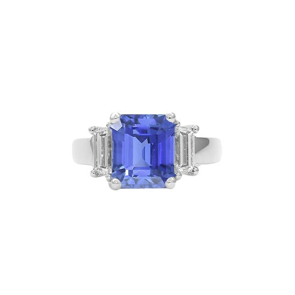 3 Stone Light Blue Sapphire Emerald Cut Ring 2 Carats White Gold - Gemstone Ring-harrychadent.ca