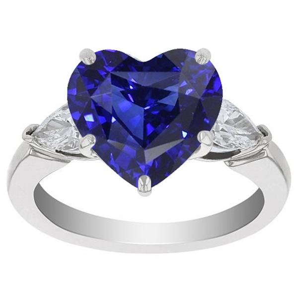 3 Stone Pear Diamond Ceylon Sapphire Ring 4 Carats Gold Jewelry - Gemstone Ring-harrychadent.ca