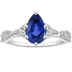 3 Stone Ring Ceylon Sapphire & Round Natural Earth Mined Diamond Accents 3.75 Carats