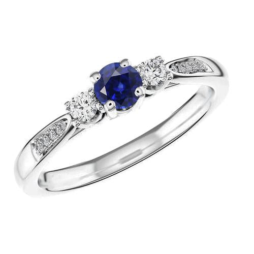 3 Stone Style Gemstone Ring Round Sri Lankan Sapphire 2 Carats - Gemstone Ring-harrychadent.ca