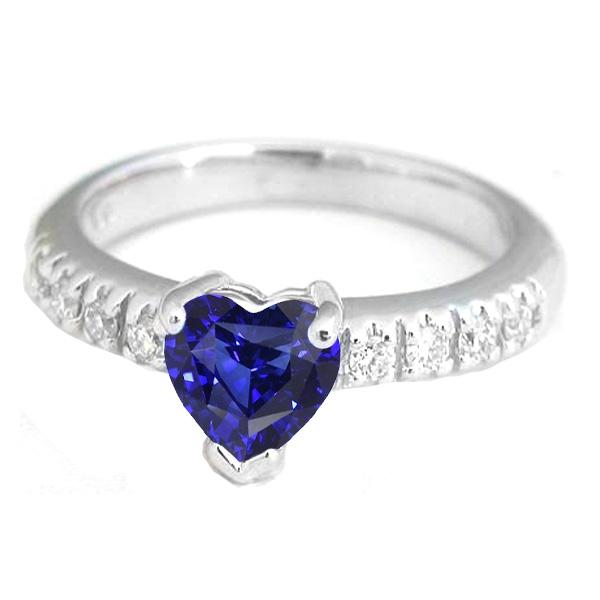 Anniversary Gemstone Ring Heart Sapphire With Diamond Accents 2 Carats - Gemstone Ring-harrychadent.ca