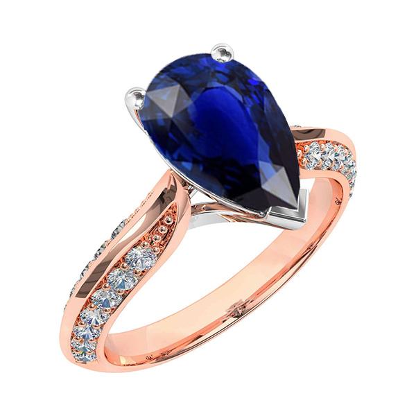 Anniversary Pear Srilankan Sapphire Ring With Accents 5.50 Carats - Gemstone Ring-harrychadent.ca