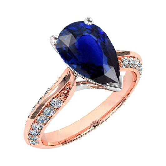 Anniversary Pear Srilankan Sapphire Ring With Accents 5.50 Carats - Gemstone Ring-harrychadent.ca