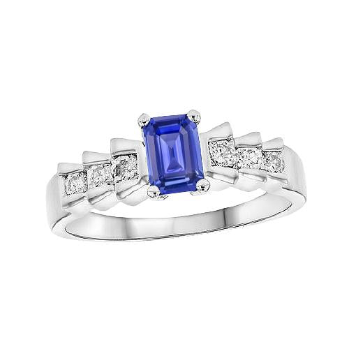 Anniversary Ring Emerald Light Blue Sapphire 2 Carats Pleated Style - Gemstone Ring-harrychadent.ca