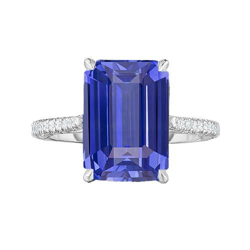 Anniversary Ring Emerald Sapphire & Diamond 4 Carats Tapered Shank - Gemstone Ring-harrychadent.ca