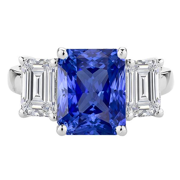 Anniversary Sapphire Ring 5 Carats 3 Stone Emerald Diamonds Jewelry - Gemstone Ring-harrychadent.ca