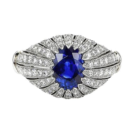 Antique Style Blue Sapphire Diamond Women’s Ring 8.75 Carats - Gemstone Ring-harrychadent.ca