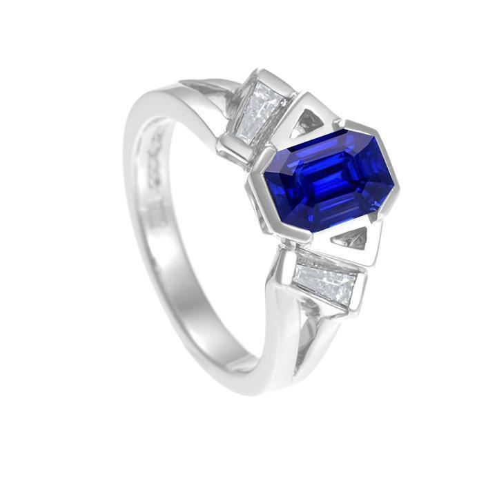 Baguette Diamond Anniversary Ring Emerald Sapphire Jewelry 2.50 Carats - Gemstone Ring-harrychadent.ca