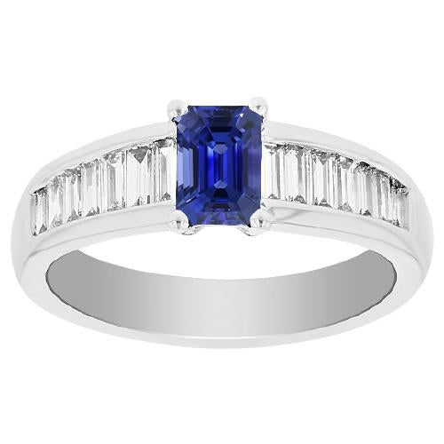 Baguette Diamond Wedding Ring 2 Carats Emerald Blue Sapphire Gemstone - Gemstone Ring-harrychadent.ca