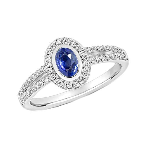 Bezel Set Diamond Halo Oval Ceylon Sapphire Ring 9.50 Carats - Gemstone Ring-harrychadent.ca