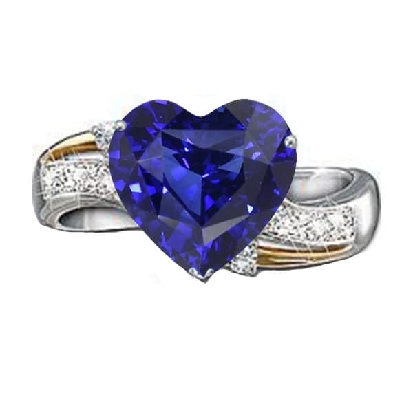 Blue Sapphire Anniversary Heart Diamond Ring 3 Carats Women’s Jewelry - Gemstone Ring-harrychadent.ca