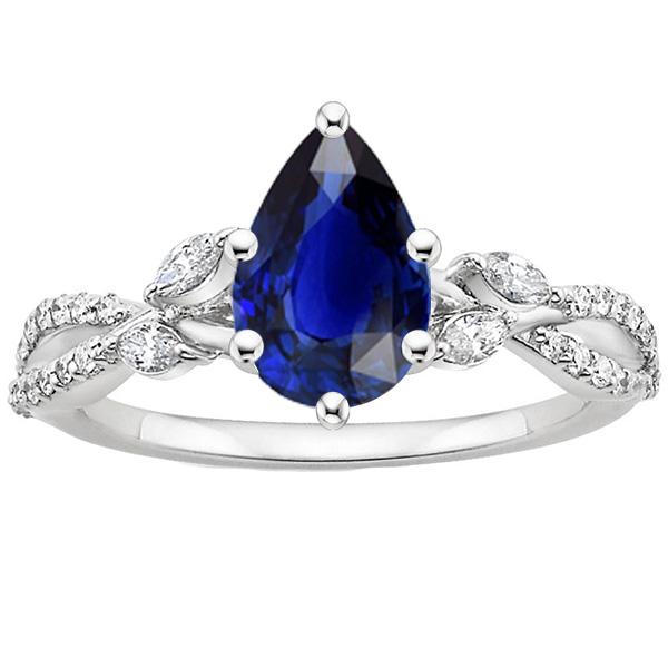 Blue Sapphire Anniversary Ring Marquise & Round Diamonds 5.50 Carats - Gemstone Ring-harrychadent.ca