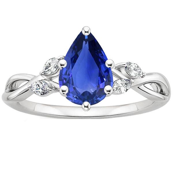 Blue Sapphire Anniversary Ring With Marquise Diamonds 4.50 Carats - Gemstone Ring-harrychadent.ca