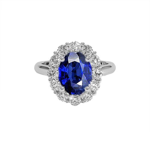 Blue Sapphire Diamond Engagement Ring Oval Ceylon Gemstone 9.25 Carats - Gemstone Ring-harrychadent.ca