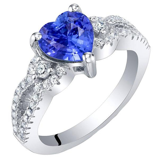 Blue Sapphire & Diamond Ring 4.50 Carats White Gold 14K Jewelry - Gemstone Ring-harrychadent.ca