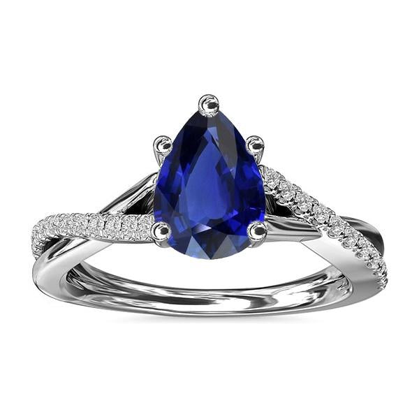 Blue Sapphire Diamond Wedding Ring Jewelry Twist Style 2.50 Carats - Gemstone Ring-harrychadent.ca