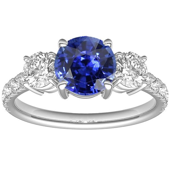 Blue Sapphire Engagement Ring 4.50 Carats Round Brilliant Cut Diamonds - Gemstone Ring-harrychadent.ca