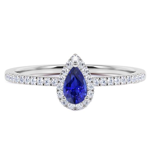 Blue Sapphire Engagement Ring Teardrop Style White Gold 2.50 Carats - Gemstone Ring-harrychadent.ca