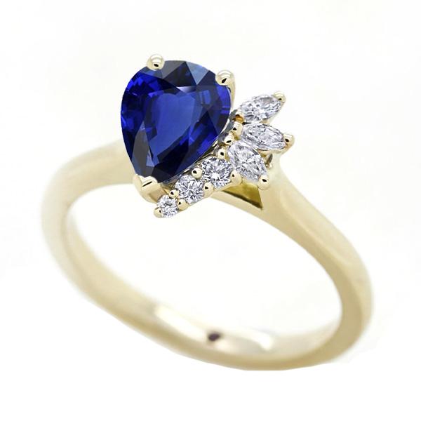 Blue Sapphire Gemstone Ring With Round & Marquise Accents 2.50 Carats - Gemstone Ring-harrychadent.ca