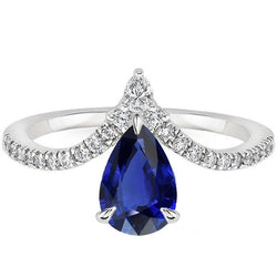 Blue Sapphire Ring Enhancer Pear & Round Natural Earth Mined Diamond 4.50 Carats Gold 14K