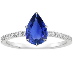 Blue Sapphire Ring With Pave Set Diamond Accents Gold 4.50 Carats