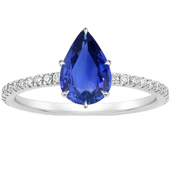 Blue Sapphire Ring With Pave Set Diamond Accents Gold 4.50 Carats - Gemstone Ring-harrychadent.ca