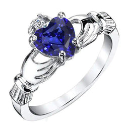 Blue Sapphire & Round Natural Earth Mined Diamond Ring 2.75 Carats White Gold Jewelry