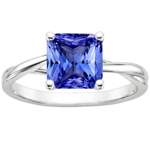 Blue Sapphire Solitaire Gemstone Ring 2.50 Carats Twisted Shank - Gemstone Ring-harrychadent.ca