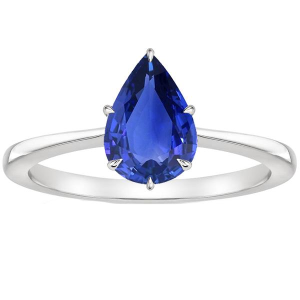 Blue Sapphire Solitaire Ring Gemstone White Gold Tapered Shank 4 Carat - Gemstone Ring-harrychadent.ca