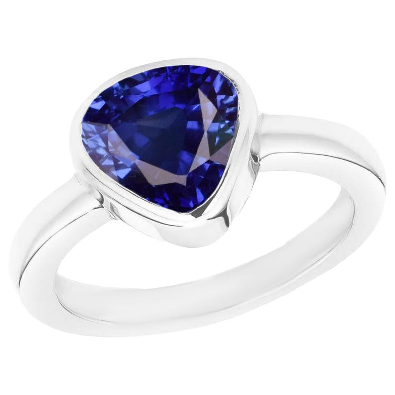 Blue Sapphire Solitaire Trillion Shaped Ring Bezel Set 2 Carats - Gemstone Ring-harrychadent.ca