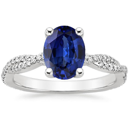Blue Sapphire Solitaire With Accents Wedding Ring 3.50 Carats - Gemstone Ring-harrychadent.ca