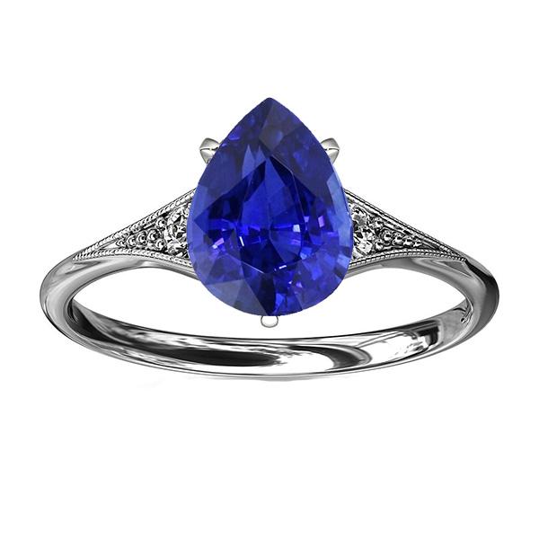 Blue Sapphire Wedding Ring Pear Cut Antique Style Jewelry 2.75 Carats - Gemstone Ring-harrychadent.ca