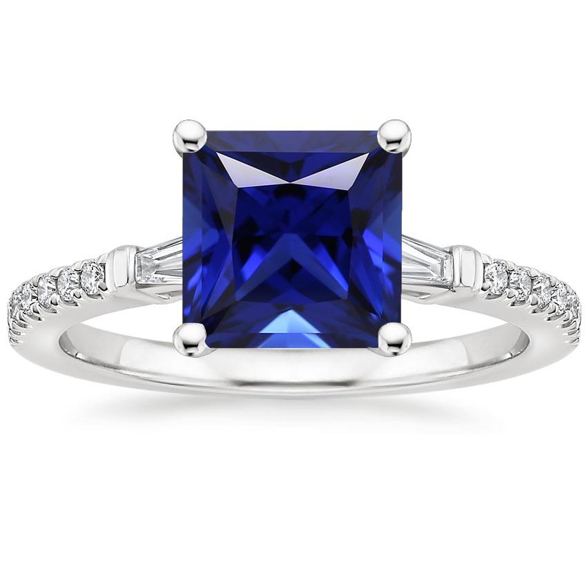 Ceylon Sapphire Diamond Accents Ring Solitaire Princess Cut 5.50 Carat - Gemstone Ring-harrychadent.ca