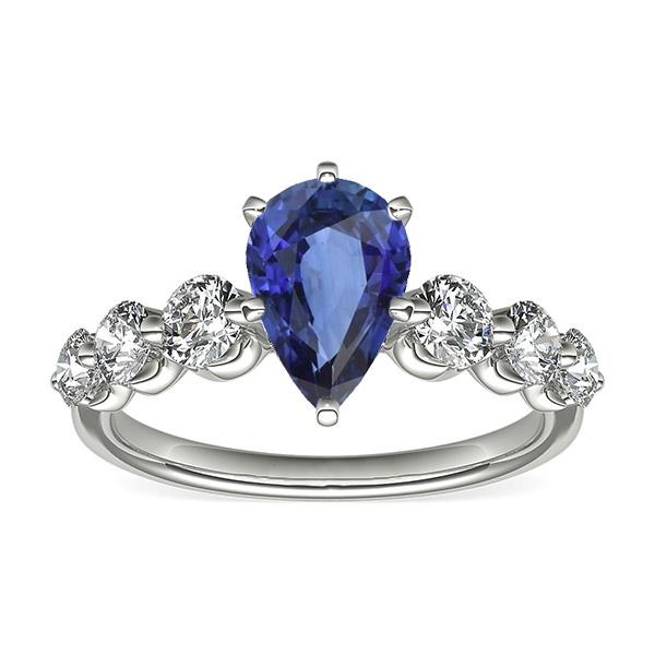 Ceylon Sapphire & Diamond Anniversary Ring Gemstone Jewelry 3 Carats - Gemstone Ring-harrychadent.ca