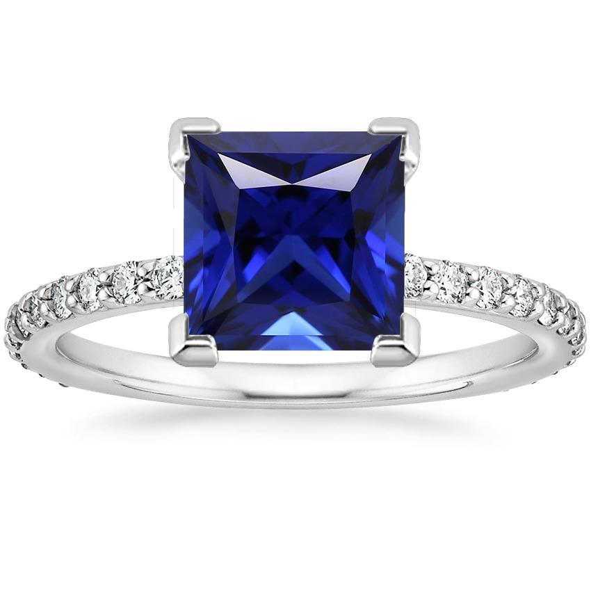 Ceylon Sapphire Engagement Ring With Pave Diamond Accents 5.50 Carats - Gemstone Ring-harrychadent.ca