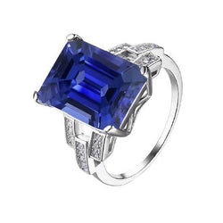 Ceylon Sapphire Gemstone Ring Emerald Jewelry Split Shank 4 Carats
