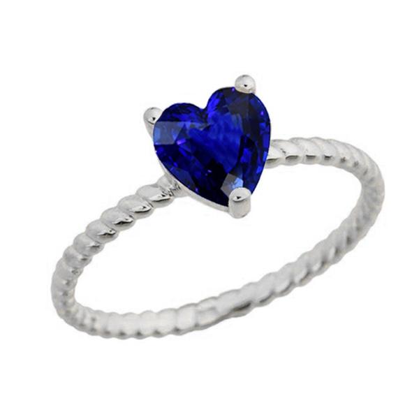 Ceylon Sapphire Solitaire Heart Shaped Ring Rope Style 1.50 Carats - Gemstone Ring-harrychadent.ca