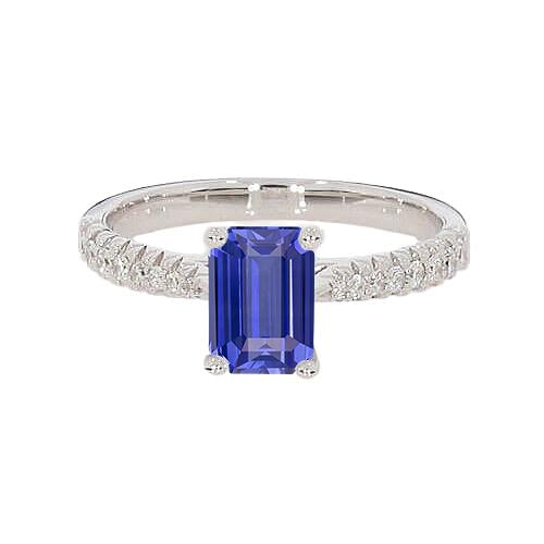 Ceylon Sapphire Solitaire Ring And Round Diamonds 3.75 Carats - Gemstone Ring-harrychadent.ca