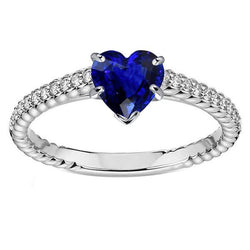 Ceylon Sapphire Solitaire Ring & Pave Set Natural Earth Mined Diamond Accents 2.50 Carats