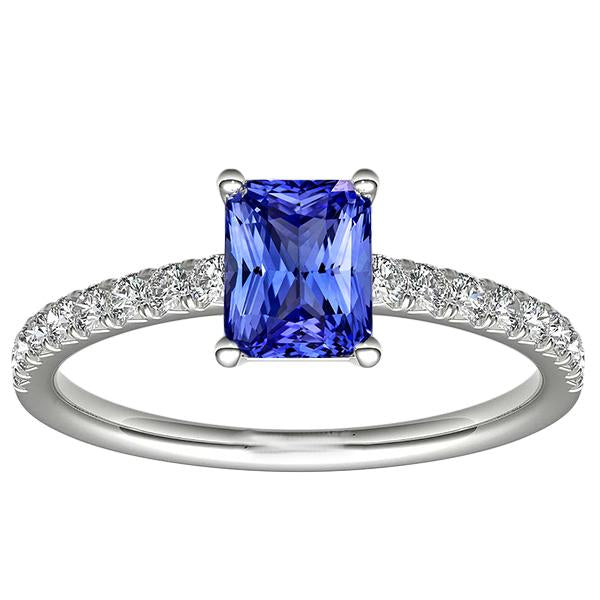 Ceylon Sapphire Solitaire Ring With Accents 3 Carats Pave Set Diamonds - Gemstone Ring-harrychadent.ca