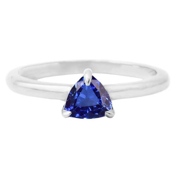 Ceylon Sapphire Solitaire Trillion Shaped Ring 1 Carat Jewelry Gold - Gemstone Ring-harrychadent.ca