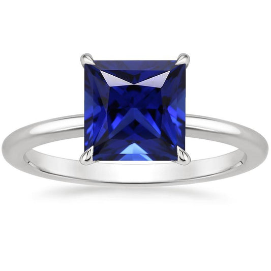 Classic Solitaire Ring 5 Carats Princess Cut Sri Lankan Sapphire Gold - Gemstone Ring-harrychadent.ca